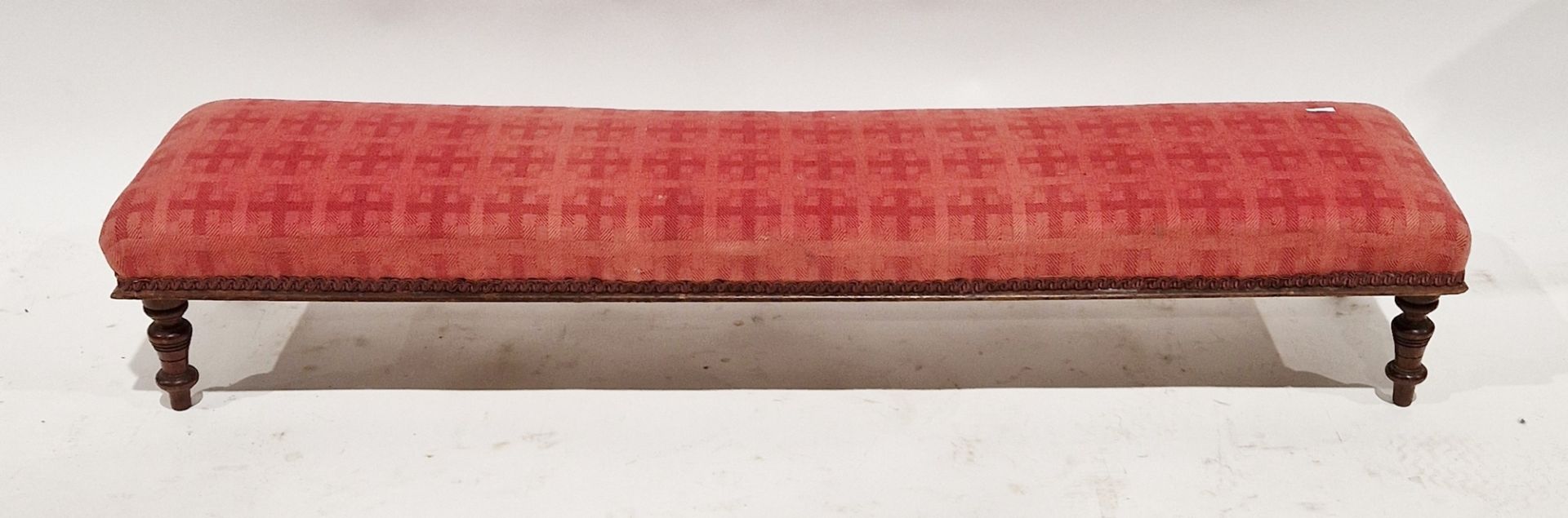 Late 19th/early 20th century footstool of oblong form, with crewel work upholstery, on four cabriole - Image 3 of 3