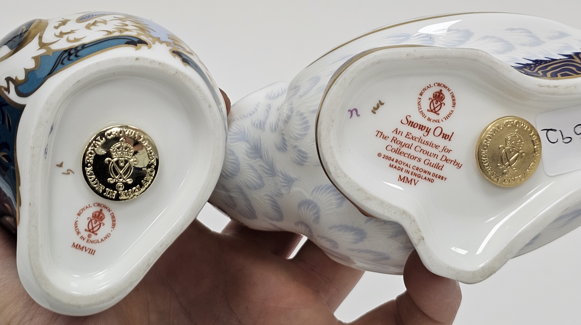 Four Royal Crown Derby bone china animal paperweights, comprising snowy owl, rockhopper penguin, - Image 3 of 4