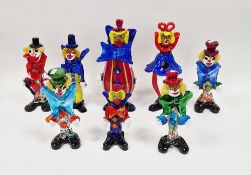 Eight Murano glass clown figures, tallest 18.5cm