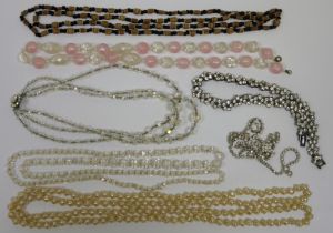 Quantity of bead necklaces and simulated pearl costume jewellery