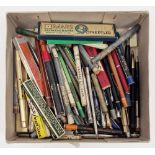 Collection of vintage ballpoint pens and pencils, including silver-plated and rolled gold propelling