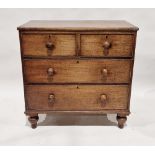 Victorian mahogany chest of two short over two long drawers, on turned legs, 91cm high x 90cm wide x