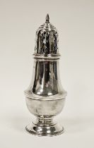 Silver sugar caster by Charles S Green & Co Ltd, Birmingham 1969, of normal baluster form with
