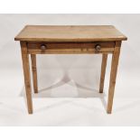 Late 19th century pine hall table of rectangular form with single long drawer to the front, on