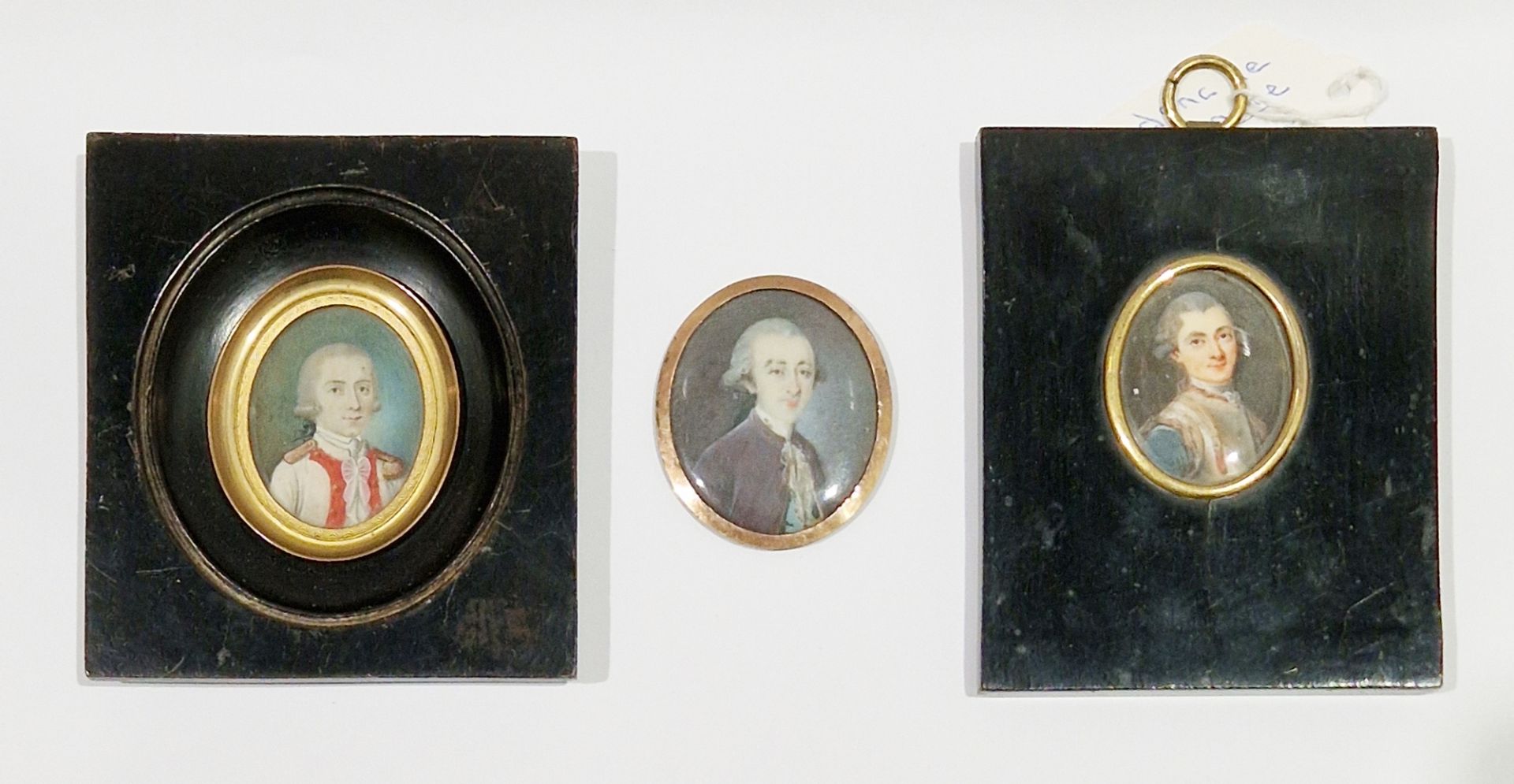 Three late 18th/early 19th Century French School portrait miniatures of gentlemen Watercolour on