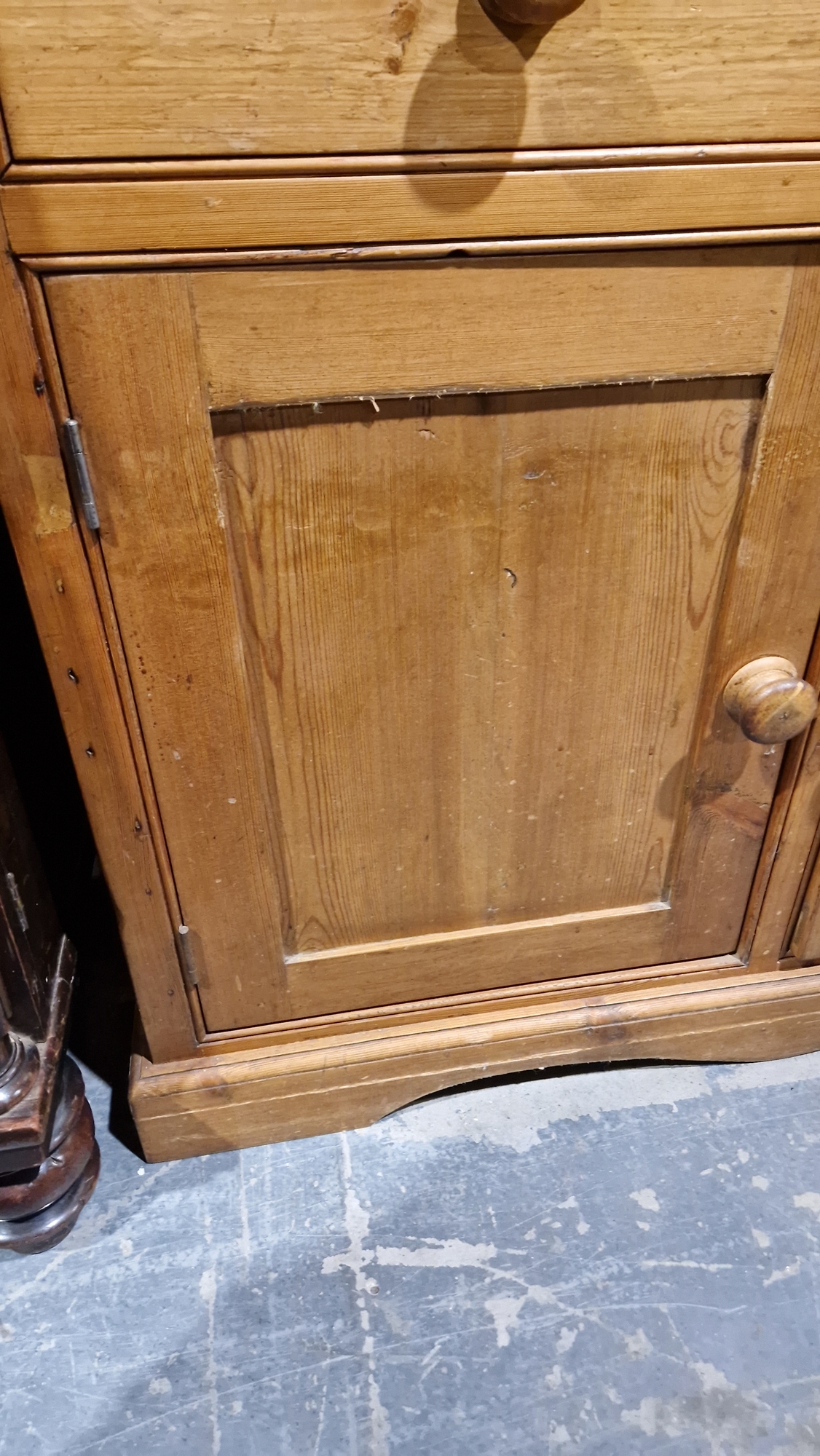 19th century pine kitchen dresser, the top section with two plateracks and five short drawers, the - Image 14 of 17