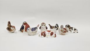 Eight Royal Crown Derby bone china models of animal paperweights comprising Teale Duckling, Robin,
