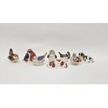 Eight Royal Crown Derby bone china models of animal paperweights comprising Teale Duckling, Robin,