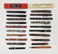 Collection of vintage fountain pens, including: Swan, Quick Drying Ink Co., Mentmore, including 14CT