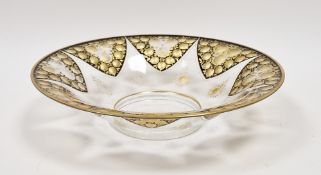 Late 19th/early 20th century glass bowl with intaglio decoration of stylised roses and leaves,