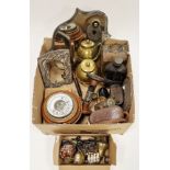 Assorted collectables including a miniature cold painted lead group of puppies, early 20th