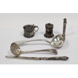 William IV silver sauce ladle, fiddle pattern, crested, London 1830, a Victorian silver sugar