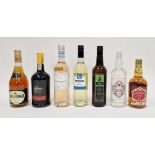 Mixed collection of wines and spirits including Sandemans Founders Reserve ruby port, Chivas Regal