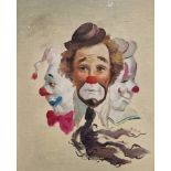 20th century continental school Oil on board Study of three clown faces, indistinctly signed lower