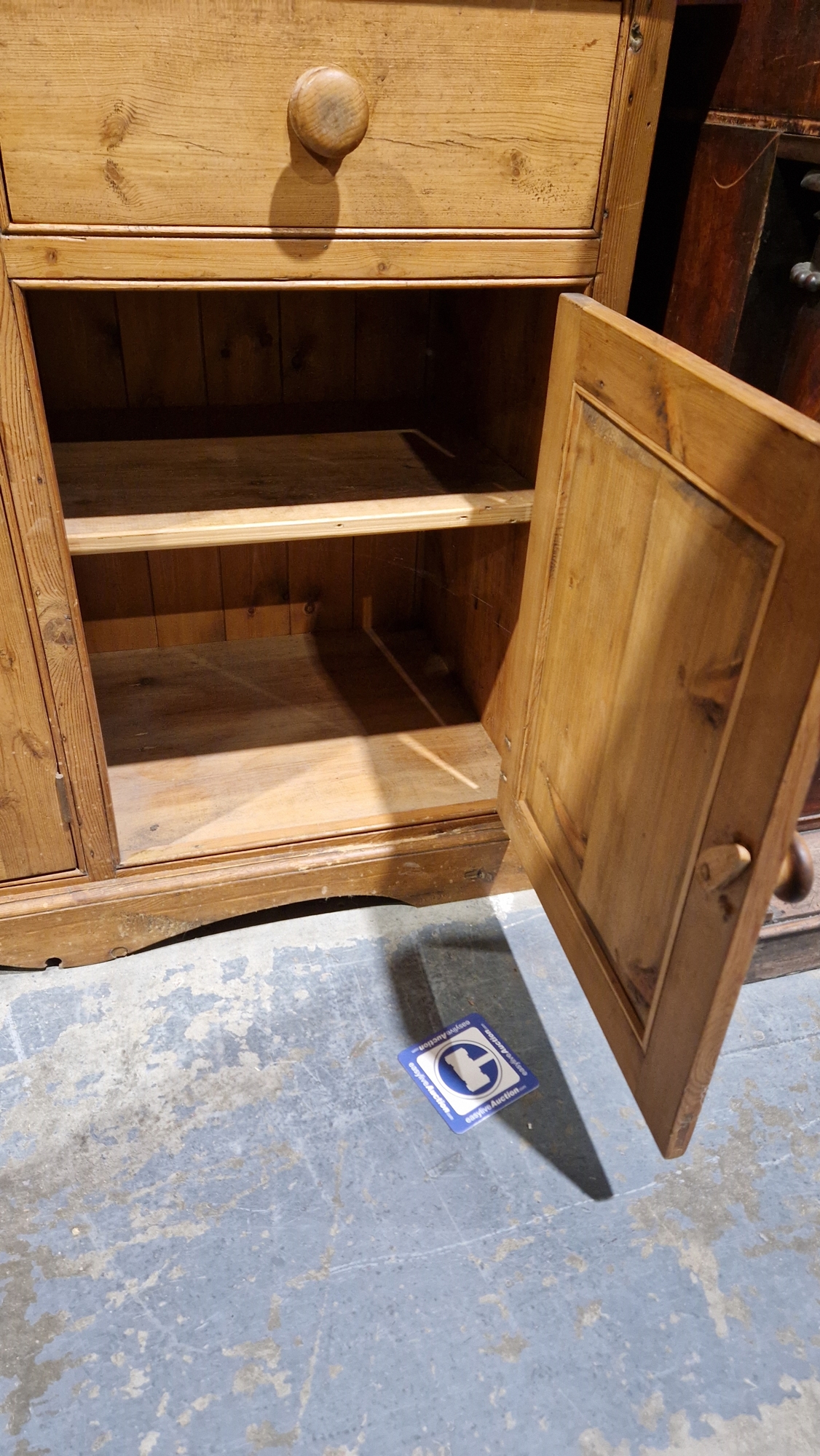 19th century pine kitchen dresser, the top section with two plateracks and five short drawers, the - Image 16 of 17