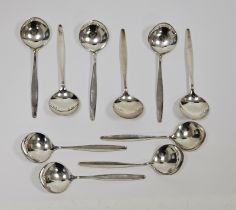 Set of 10 Danish silver dessert spoons by Georg Jensen, in the Cyprus pattern, total weight 9ozt