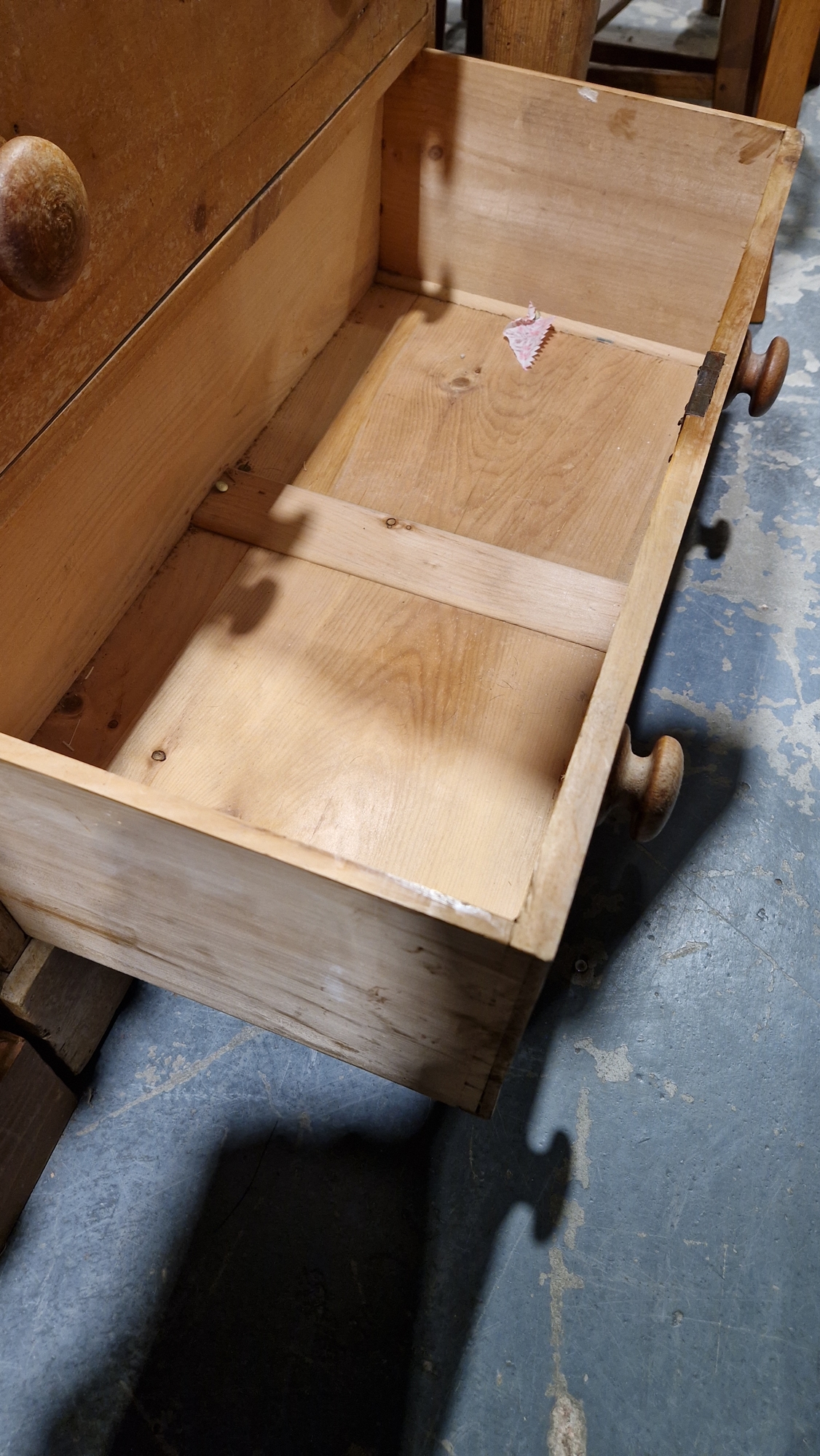 Victorian pine chest of three long drawers, each with turned wooden handles, 78cm high x 74cm wide x - Image 8 of 16