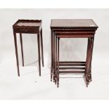 Mahogany quartetto nest of tables, each of rectangular form with beaded border, largest 70cm high