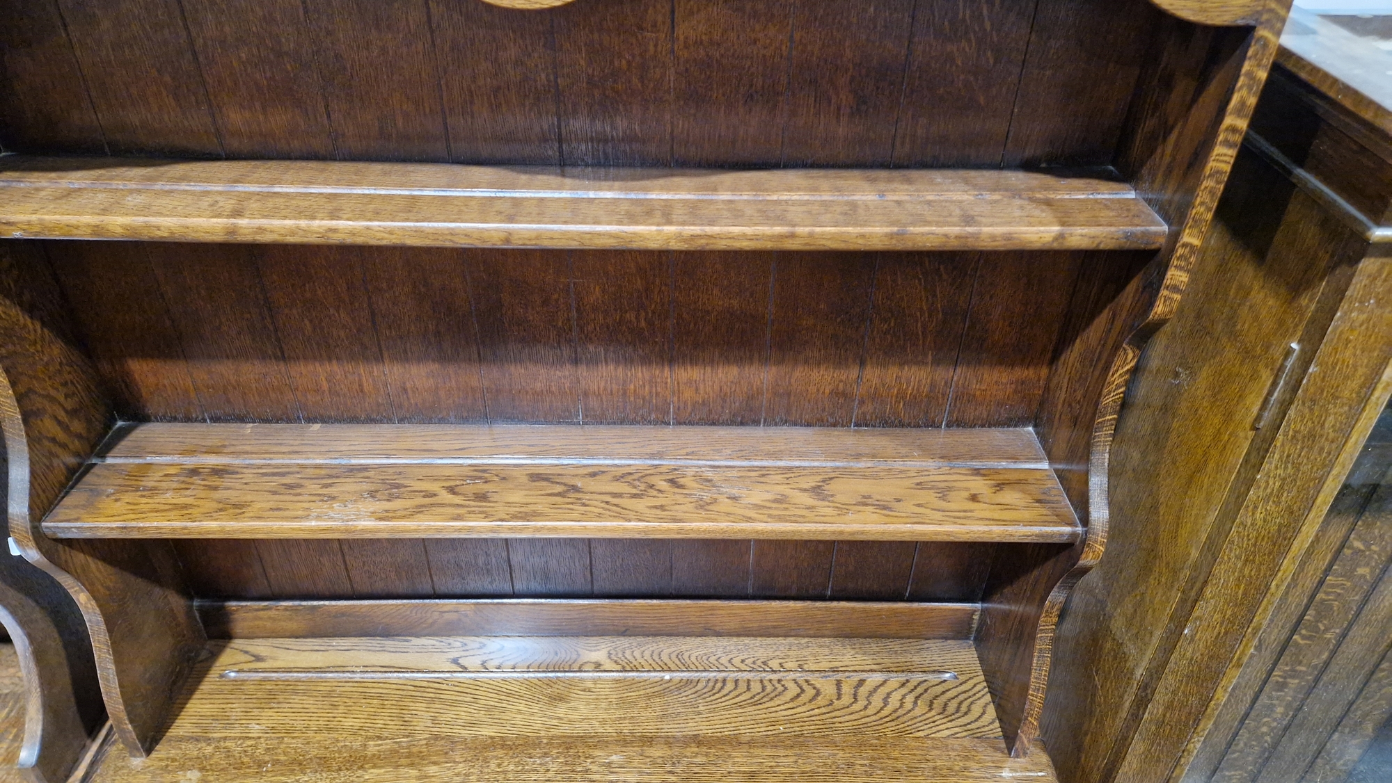 Oak Welsh dresser with three-tier platerack over five drawers of various sizes, over a further - Image 8 of 12