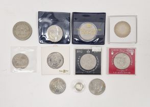 Collection of commemorative coins, including: ER II 1952-77 Silver Jubilee crown, a 1981 Royal