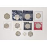 Collection of commemorative coins, including: ER II 1952-77 Silver Jubilee crown, a 1981 Royal