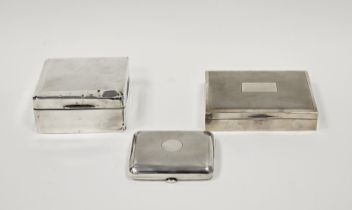 Silver cigarette case by Sampson Mordan & Co, London 1913, of curved rectangular form with engine-