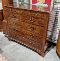 Georgian mahogany chest of drawers, having bank of eight various sized drawers with inlaid satinwood