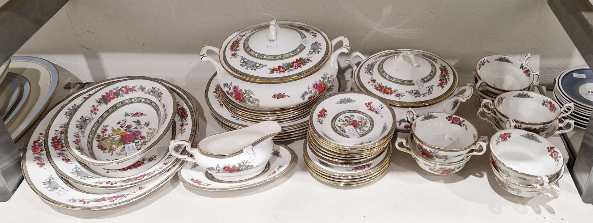 Paragon bone china 'Tree of Kashmir' pattern part dinner-service, printed brown marks, printed