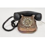 Vintage Belgium FTTR copper cased telephone, with black bakelite handset, inscribed RTT-56 to base