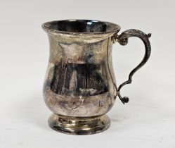 Elizabeth II silver half-pint baluster mug, with acanthus c-scroll handle, raised on domed foot,