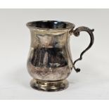 Elizabeth II silver half-pint baluster mug, with acanthus c-scroll handle, raised on domed foot,