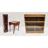 20th century oak display cabinet, three-tier, each shelf with two sliding glass doors, 92cm high x