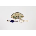 18ct gold and cultured pearl brooch in the form of tennis racket and ball, makers mark A&W, gross