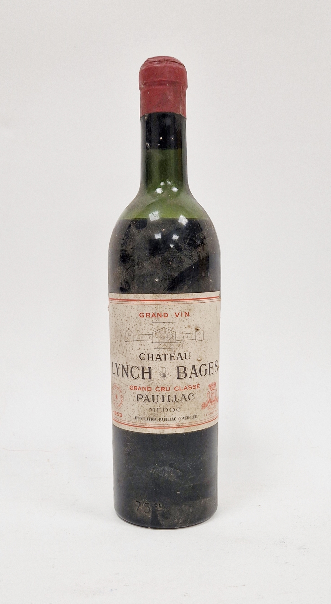 Bottle of Chateau Lynch Bages Grand Cru classe Pauillac Medoc 1959, mid shoulder