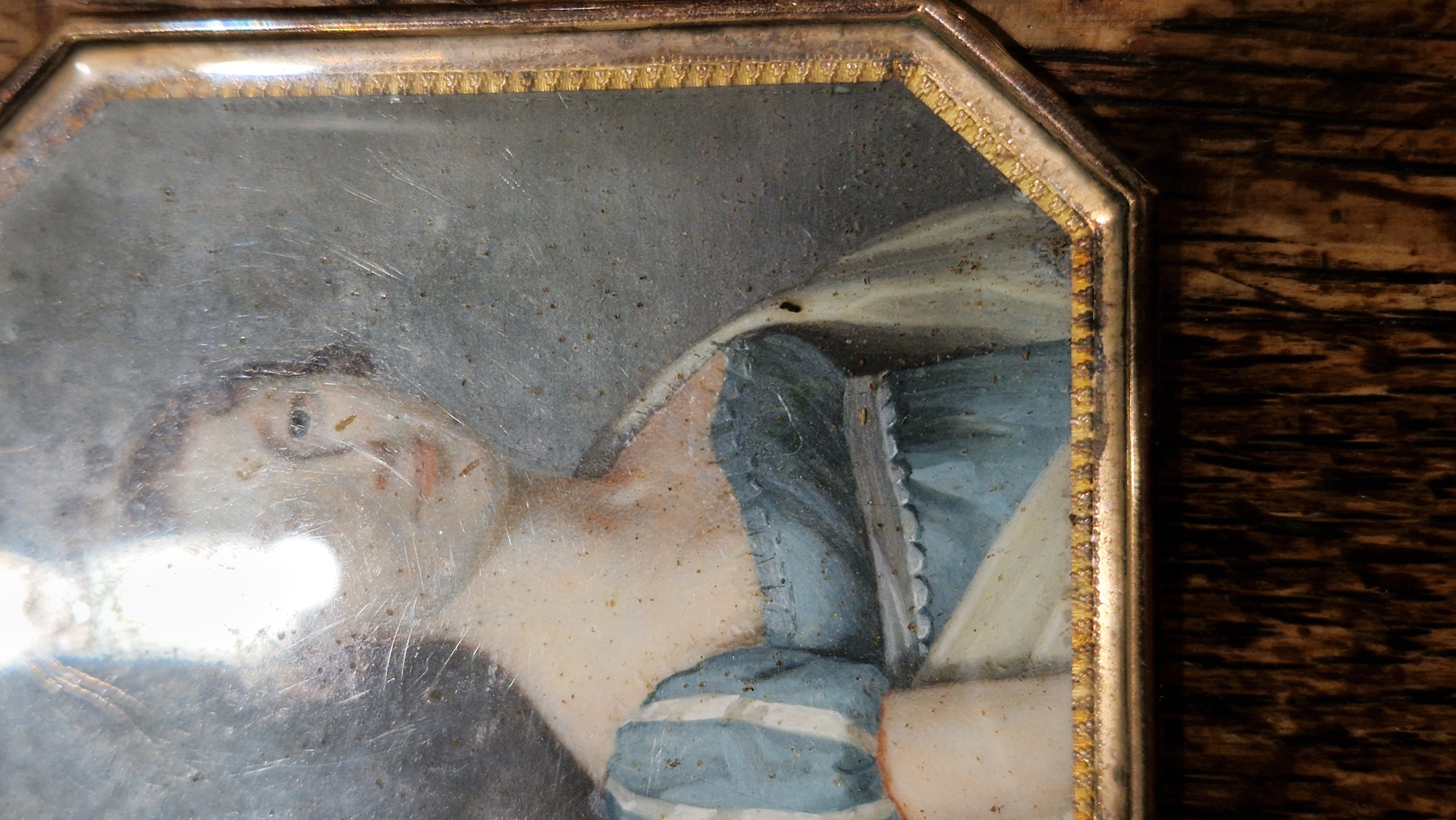 Late 18th/early 19th Century French School Portrait miniature of a lady in watercolour on ivory In - Image 8 of 17