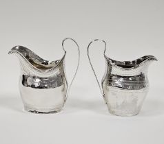 Two George III silver cream jugs, one probably by John Merry, London 1802, the other by Peter, Ann