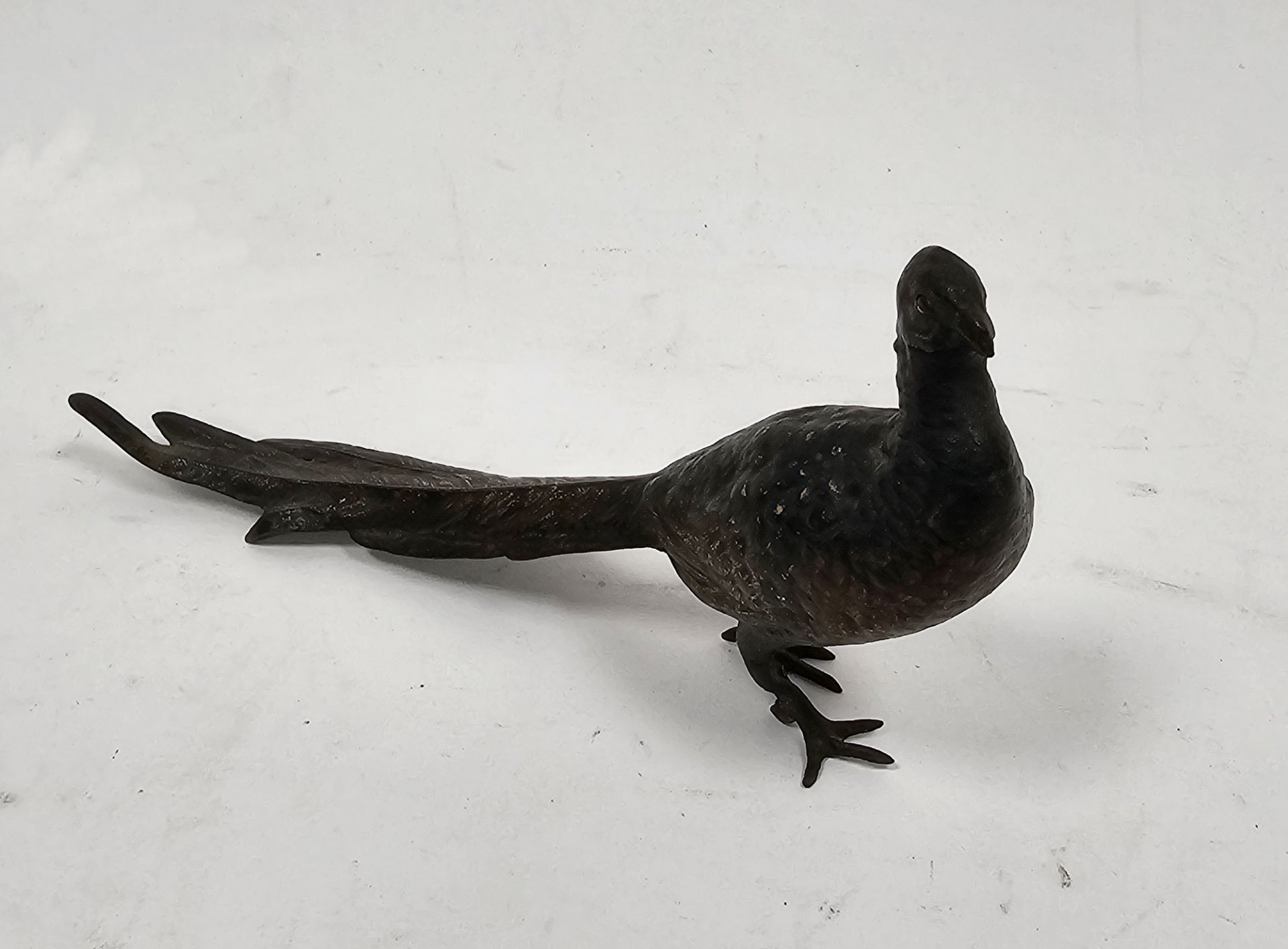 Austrian cold painted bronze model of a pheasant by Franz Bergman, amphora mark to base, 16cm long - Image 2 of 2