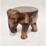 Carved hardwood tribal stool in the form of an elephant, 39cm high
