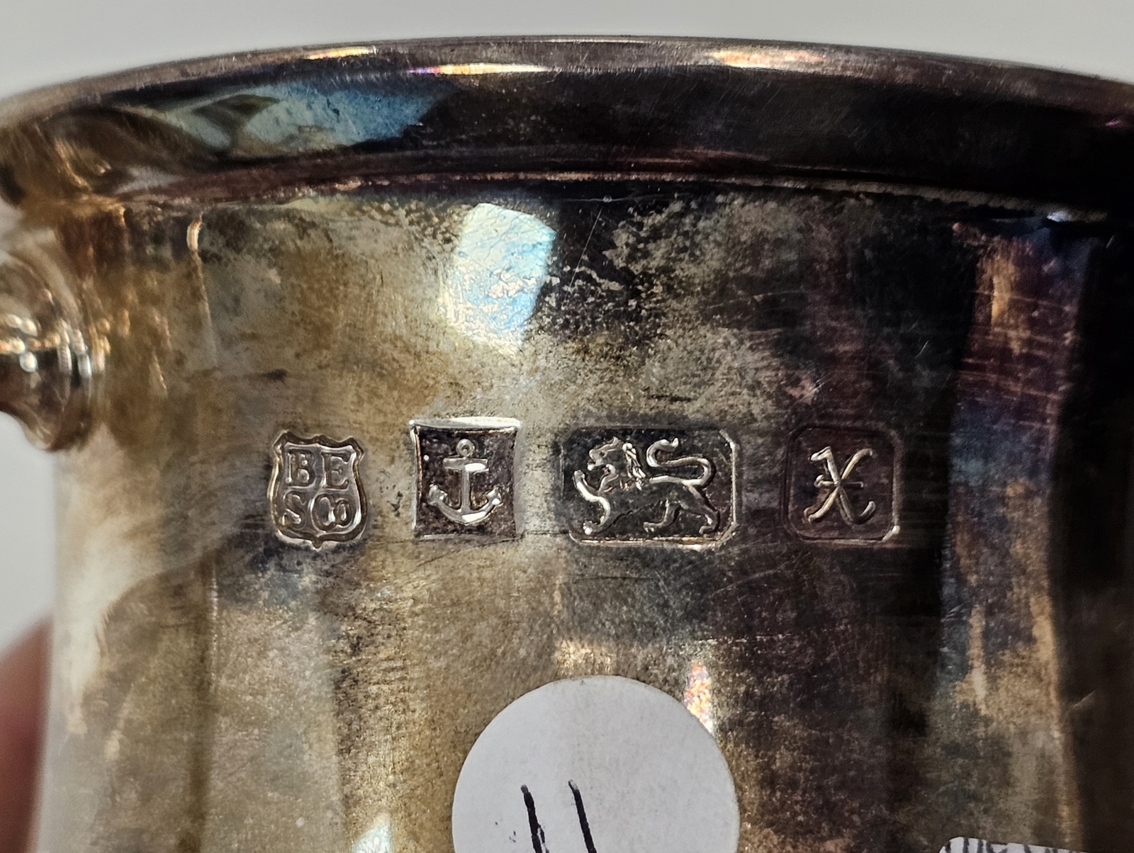 Elizabeth II silver half-pint baluster mug, with acanthus c-scroll handle, raised on domed foot, - Image 2 of 2