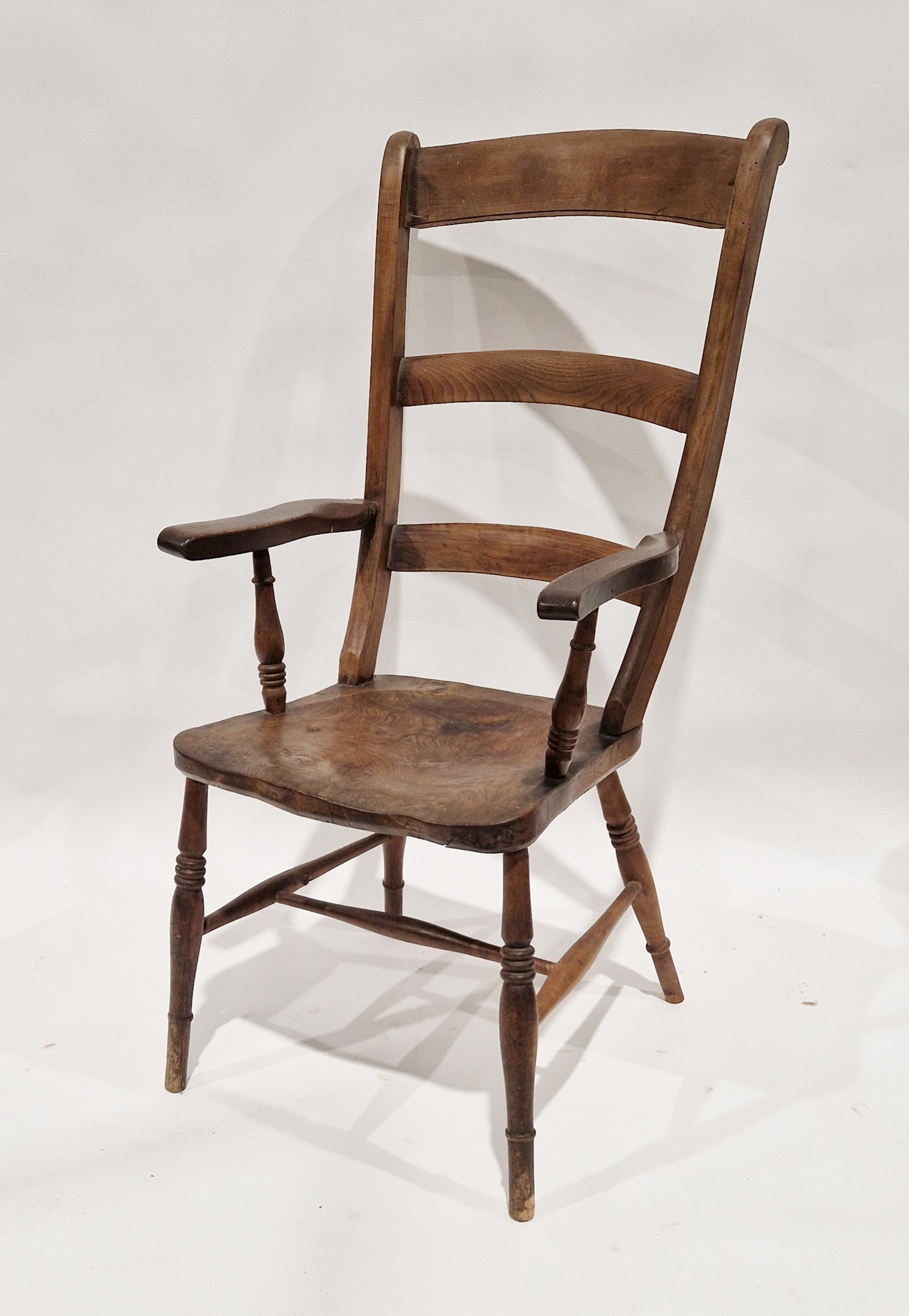 Late 19th/early 20th century wooden armchair on turned legs, 108cm high
