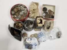 Selection of world coins and English, various denominations, some silver