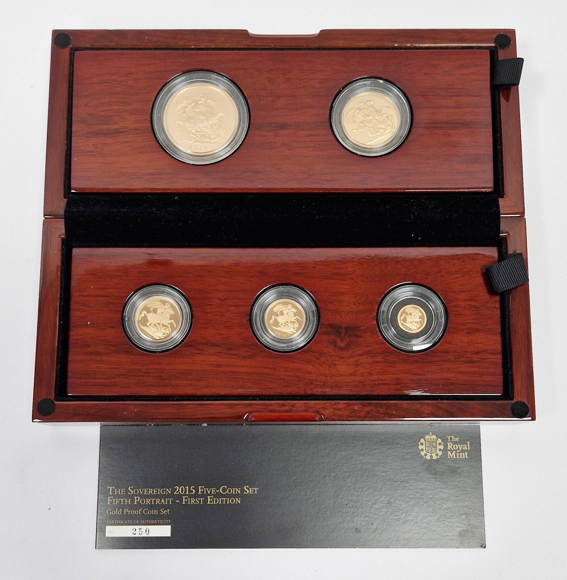 LOT WITHDRAWN Sovereign 2015 five coin gold proof coin set, fifth portrait first edition, Five