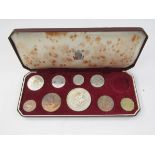 Proof sets (2), 1953, Crown to Farthing, missing Half Crown, 1992 silver proof set with 4 coins, ten