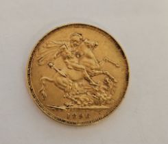 Victoria (1837-1901) sovereign, 1896, veil head left, rev St George and dragon, date below