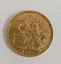 Edward VII (1901-1910) sovereign, 1902 bare head right, rev St George and dragon, date below