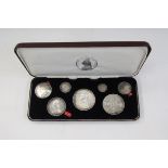 Victoria 1889 specimen set, Crown to Threepence, coins held in hinged box, coins have previously