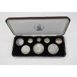 Victoria 1887 specimen set, Crown to Threepence, coins held in hinged box, coins have previously