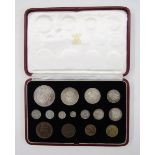 George VI 1937 Coronation proof set, 15 coins (FDC), Crown down to Farthing, with Maundy set, box in