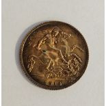 George V (1910-1936) Half sovereign 1914, bare head left, rev St George and dragon, date below