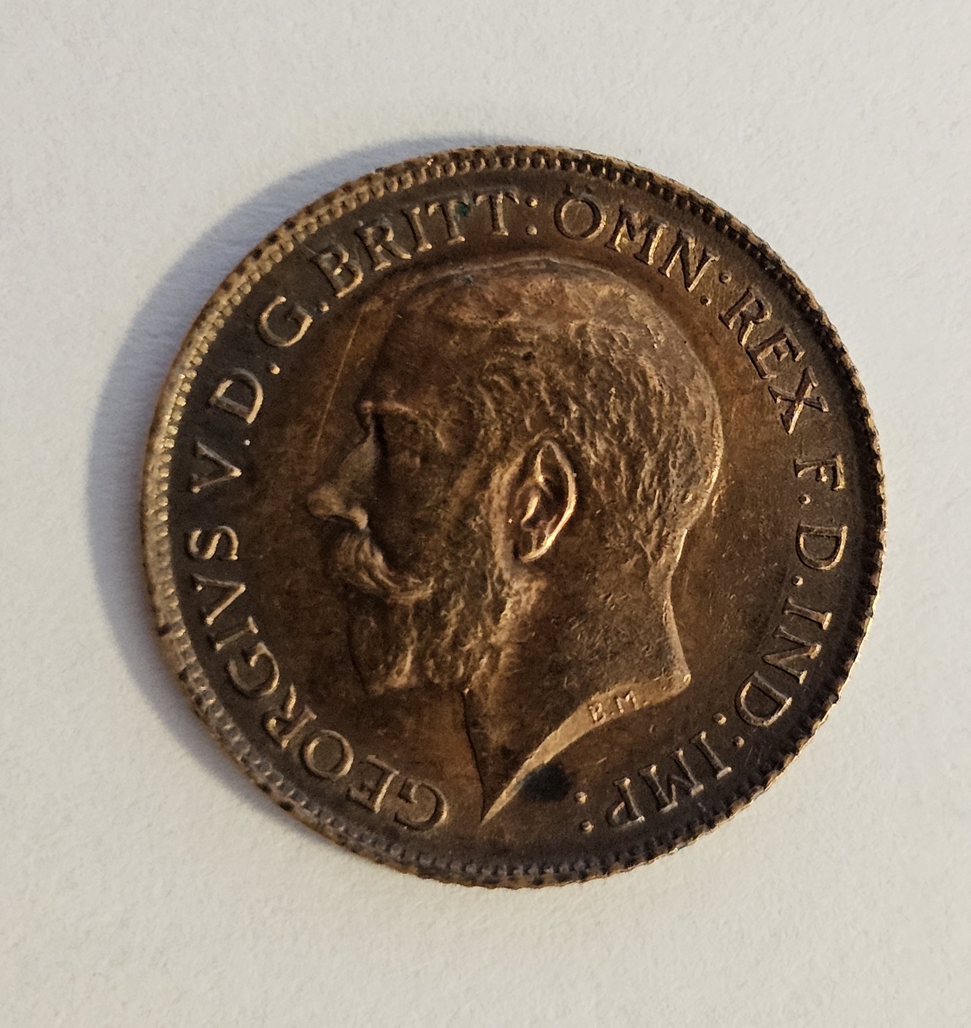 George V (1910-1936) Half sovereign 1914, bare head left, rev St George and dragon, date below - Image 2 of 2